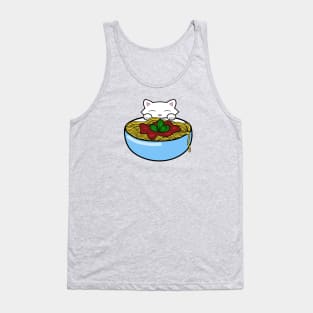 Cute cat eating spaghetti Tank Top